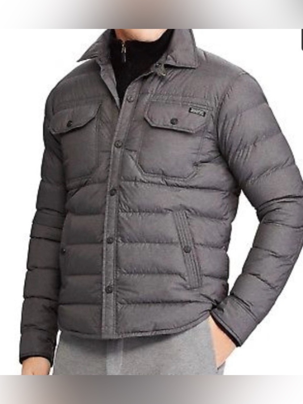 Polo Ralph Lauren Quilted Down Shirt Jacket In Heather Gray Size M